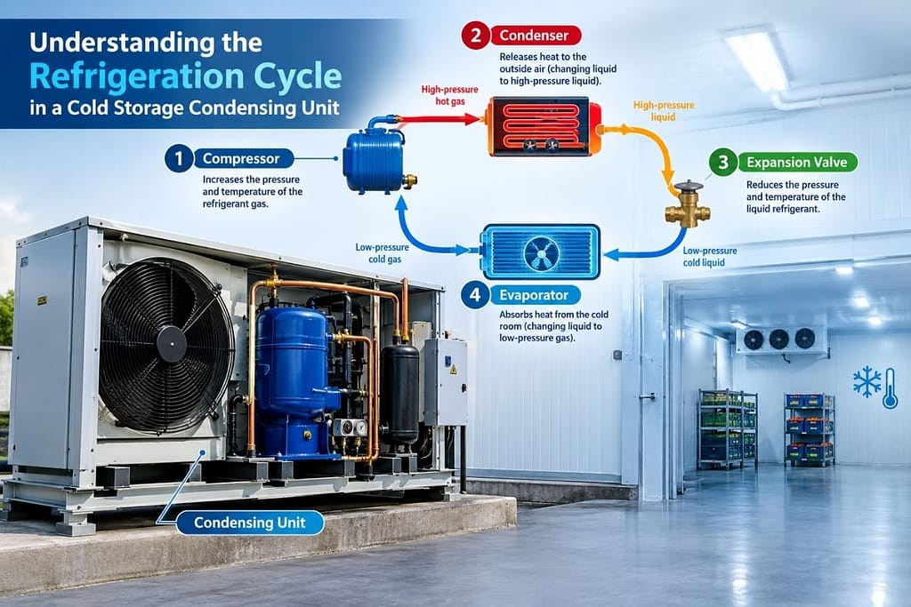 Refrigeration Cycle in a Cold Storage Condensing Unit