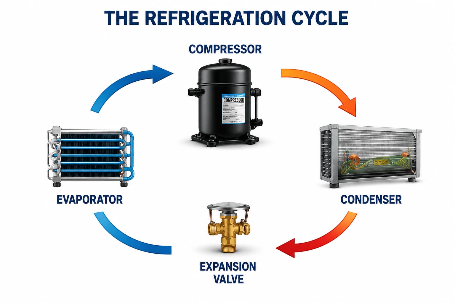 Refrigeration cycle diagram illustration